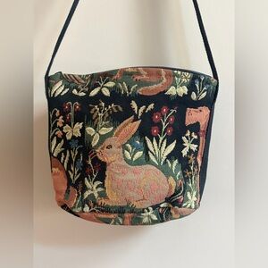 Doodle Bag Vintage Dog & Rabbit Tapestry Style Shoulder Bag Purse Crossbody Bag